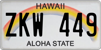 HI license plate ZKW449
