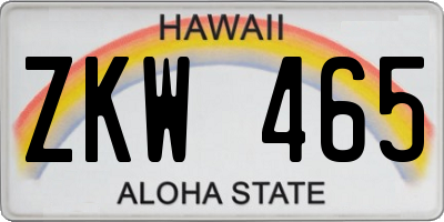 HI license plate ZKW465