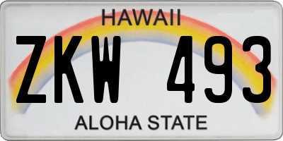 HI license plate ZKW493