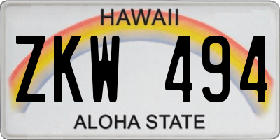 HI license plate ZKW494