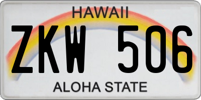 HI license plate ZKW506