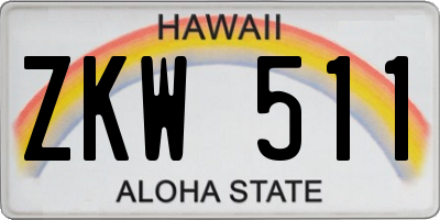 HI license plate ZKW511