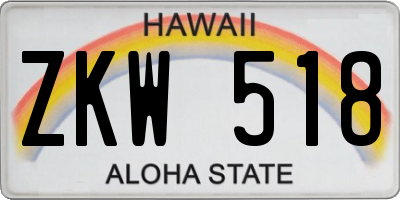 HI license plate ZKW518