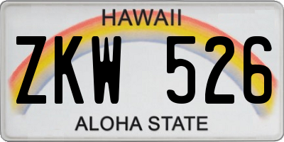 HI license plate ZKW526