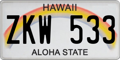 HI license plate ZKW533