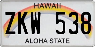 HI license plate ZKW538