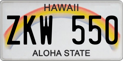 HI license plate ZKW550