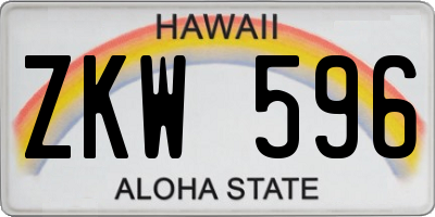 HI license plate ZKW596