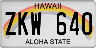 HI license plate ZKW640