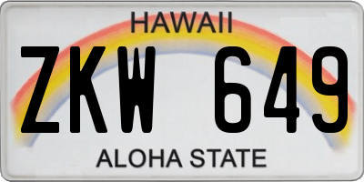 HI license plate ZKW649