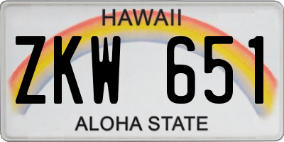 HI license plate ZKW651