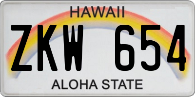 HI license plate ZKW654