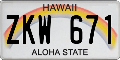 HI license plate ZKW671