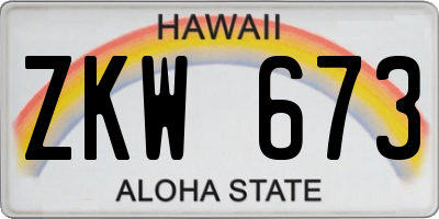 HI license plate ZKW673