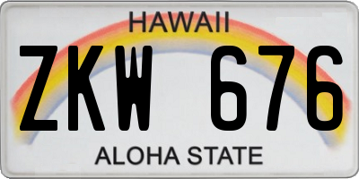 HI license plate ZKW676