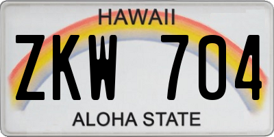 HI license plate ZKW704