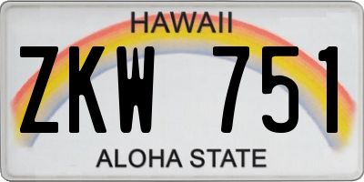 HI license plate ZKW751