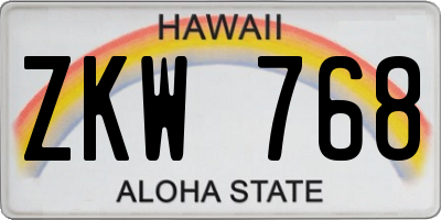 HI license plate ZKW768