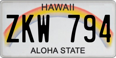 HI license plate ZKW794