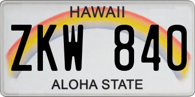 HI license plate ZKW840