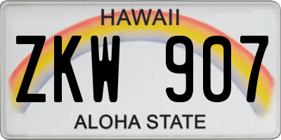 HI license plate ZKW907