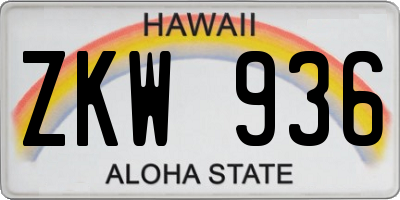 HI license plate ZKW936