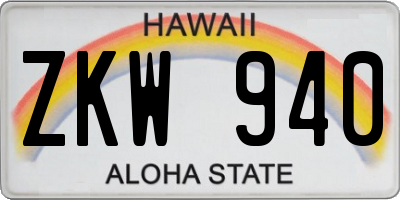 HI license plate ZKW940