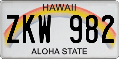 HI license plate ZKW982