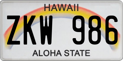 HI license plate ZKW986