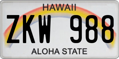 HI license plate ZKW988