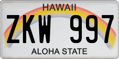 HI license plate ZKW997