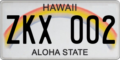 HI license plate ZKX002