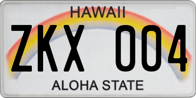HI license plate ZKX004