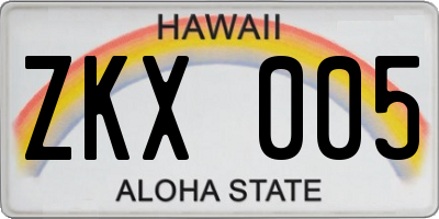 HI license plate ZKX005