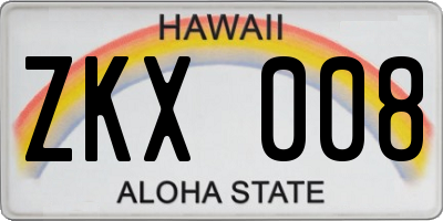 HI license plate ZKX008