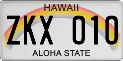HI license plate ZKX010