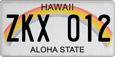 HI license plate ZKX012