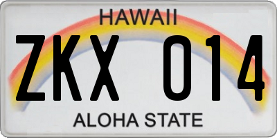HI license plate ZKX014