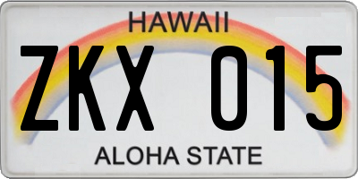 HI license plate ZKX015