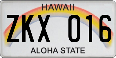 HI license plate ZKX016