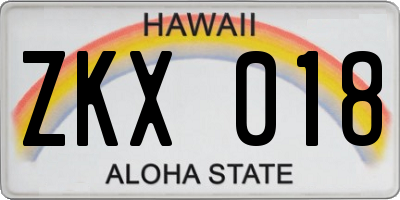 HI license plate ZKX018