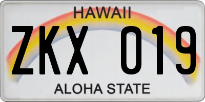 HI license plate ZKX019