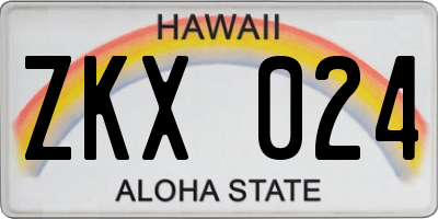 HI license plate ZKX024