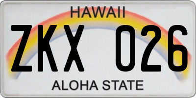 HI license plate ZKX026
