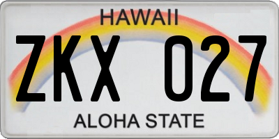 HI license plate ZKX027
