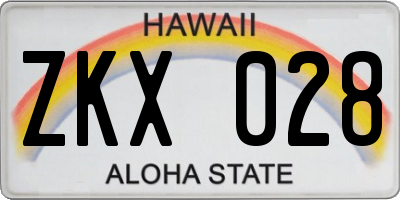 HI license plate ZKX028