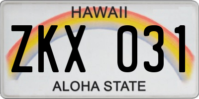 HI license plate ZKX031