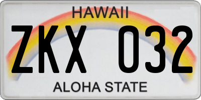 HI license plate ZKX032