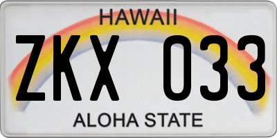 HI license plate ZKX033