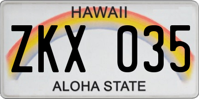 HI license plate ZKX035
